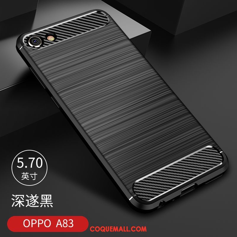 Étui Oppo A83 Noir Incassable Bleu, Coque Oppo A83 Silicone Fluide Doux