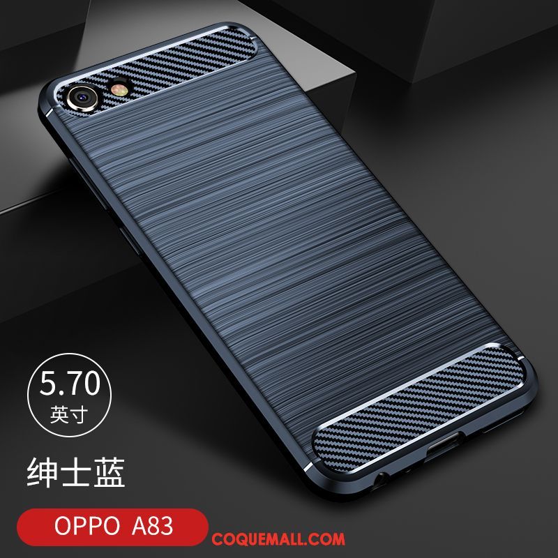 Étui Oppo A83 Noir Incassable Bleu, Coque Oppo A83 Silicone Fluide Doux