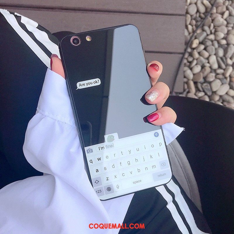 Étui Oppo A83 Personnalité Noir Incassable, Coque Oppo A83 Miroir Amoureux