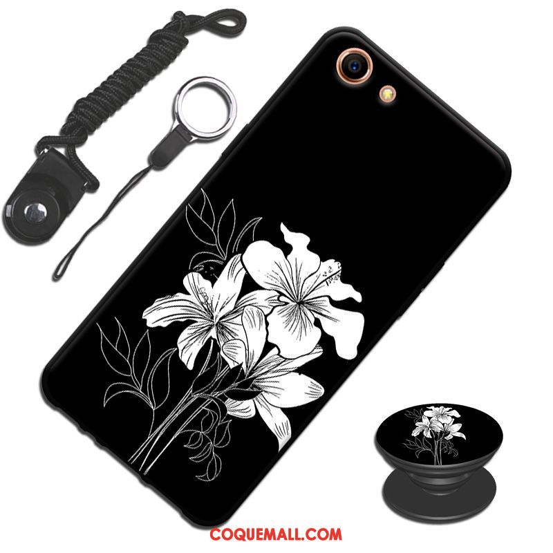 Étui Oppo A83 Protection Délavé En Daim Tendance, Coque Oppo A83 Noir Fluide Doux