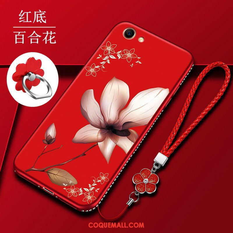 Étui Oppo A83 Rouge Créatif Délavé En Daim, Coque Oppo A83 Téléphone Portable Incassable