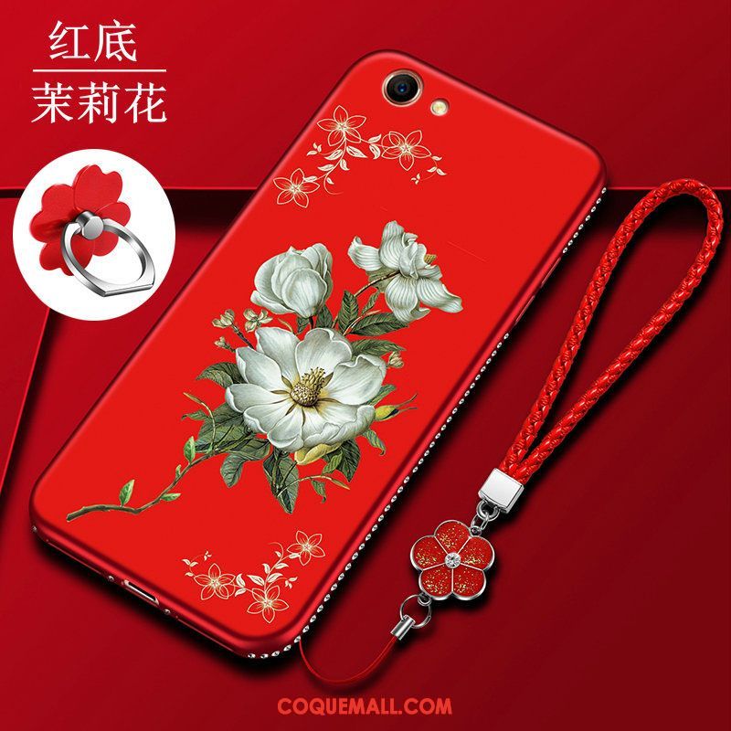 Étui Oppo A83 Rouge Créatif Délavé En Daim, Coque Oppo A83 Téléphone Portable Incassable