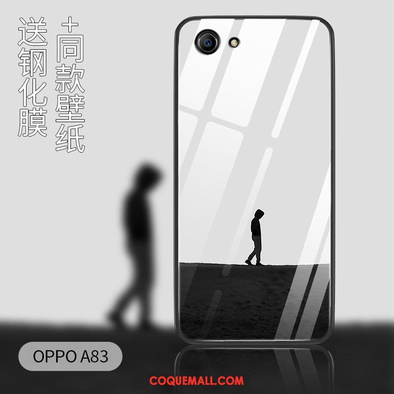 Étui Oppo A83 Silicone Tout Compris Incassable, Coque Oppo A83 Verre Trempé Vert