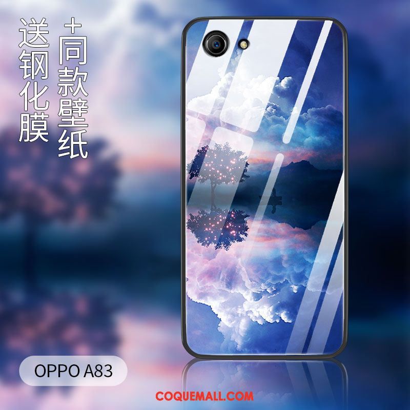 Étui Oppo A83 Silicone Tout Compris Incassable, Coque Oppo A83 Verre Trempé Vert