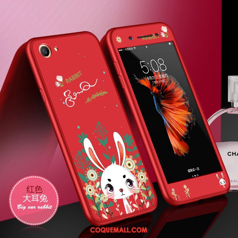 Étui Oppo A83 Téléphone Portable Délavé En Daim Rouge, Coque Oppo A83 Fluide Doux Gaufrage