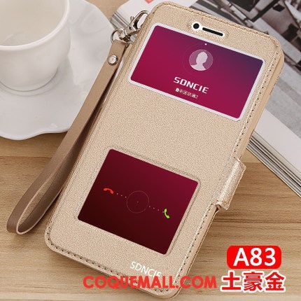 Étui Oppo A83 Téléphone Portable Noir Incassable, Coque Oppo A83 Étui En Cuir Protection