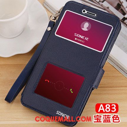 Étui Oppo A83 Téléphone Portable Noir Incassable, Coque Oppo A83 Étui En Cuir Protection