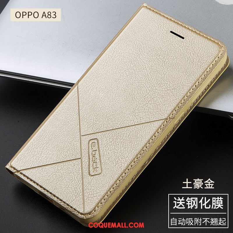 Étui Oppo A83 Téléphone Portable Or Étui En Cuir, Coque Oppo A83 Protection Tout Compris