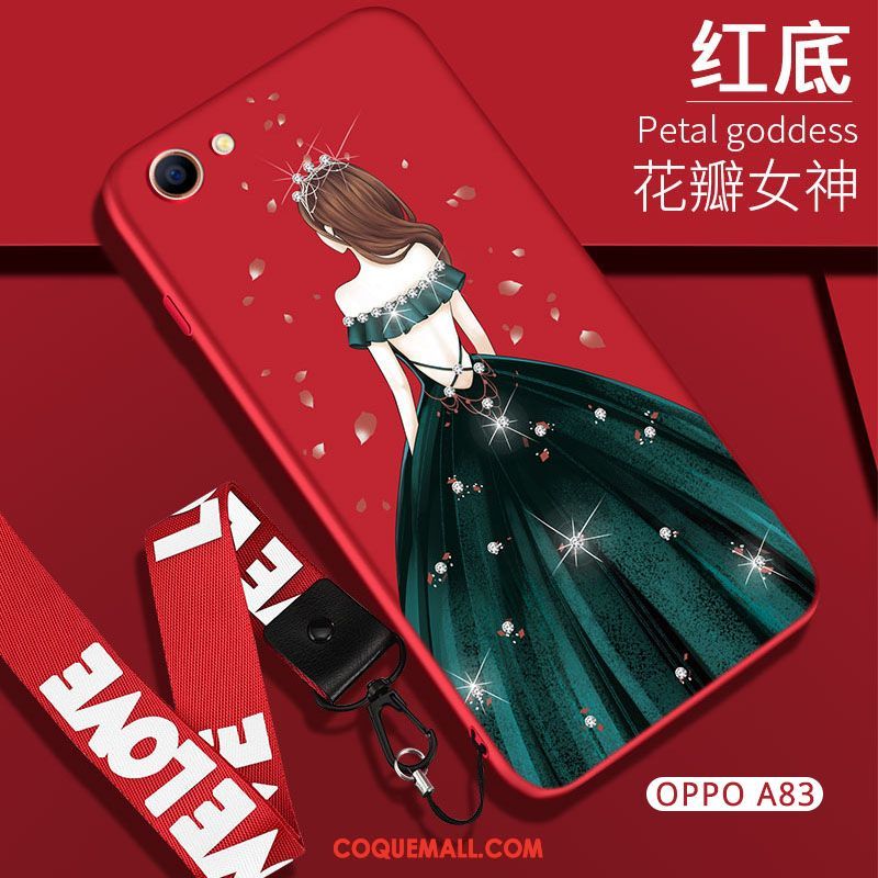 Étui Oppo A83 Téléphone Portable Rouge Incassable, Coque Oppo A83 Fluide Doux Ultra