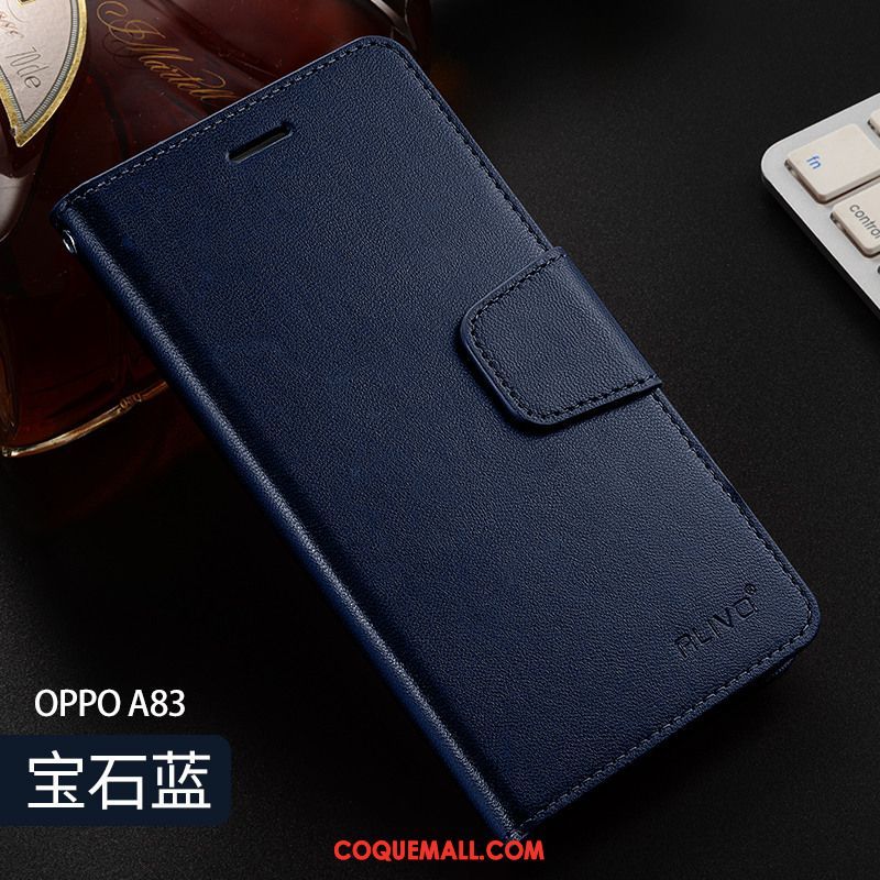 Étui Oppo A83 Étui En Cuir Protection Violet, Coque Oppo A83 Téléphone Portable