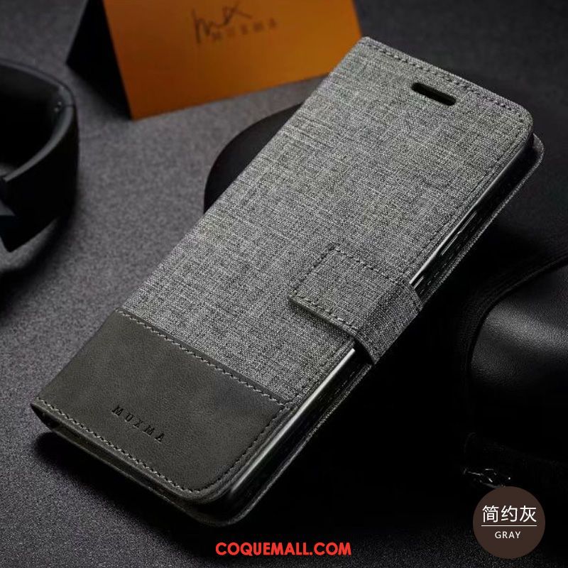 Étui Oppo A9 2020 En Cuir Clamshell Gris, Coque Oppo A9 2020 Simple Téléphone Portable