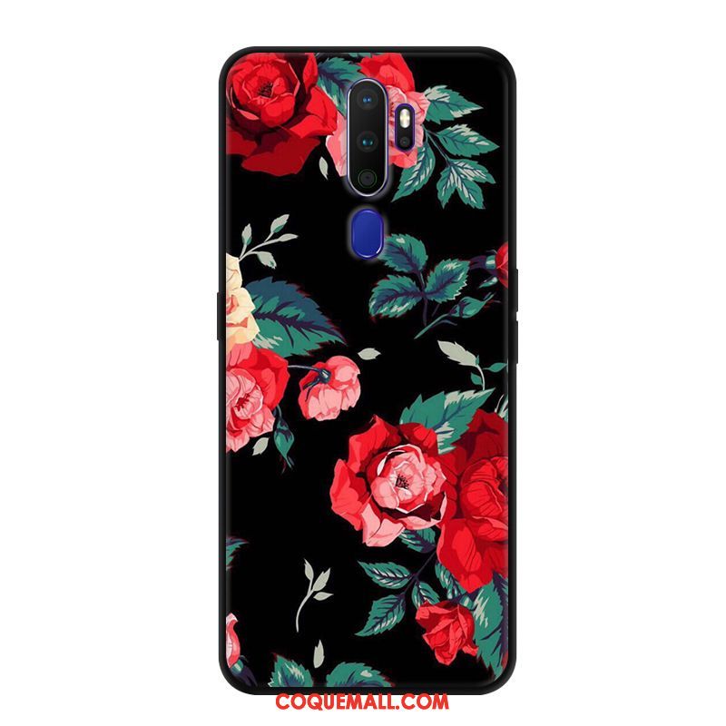 Étui Oppo A9 2020 Fluide Doux Incassable Net Rouge, Coque Oppo A9 2020 Noir Protection