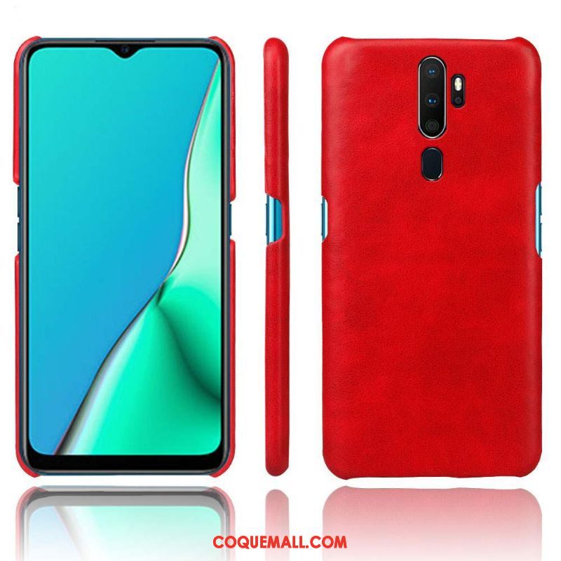 Étui Oppo A9 2020 Simple Protection Incassable, Coque Oppo A9 2020 Cuir Qualité Orange