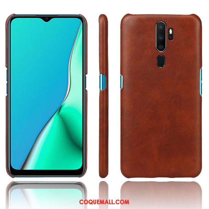 Étui Oppo A9 2020 Simple Protection Incassable, Coque Oppo A9 2020 Cuir Qualité Orange