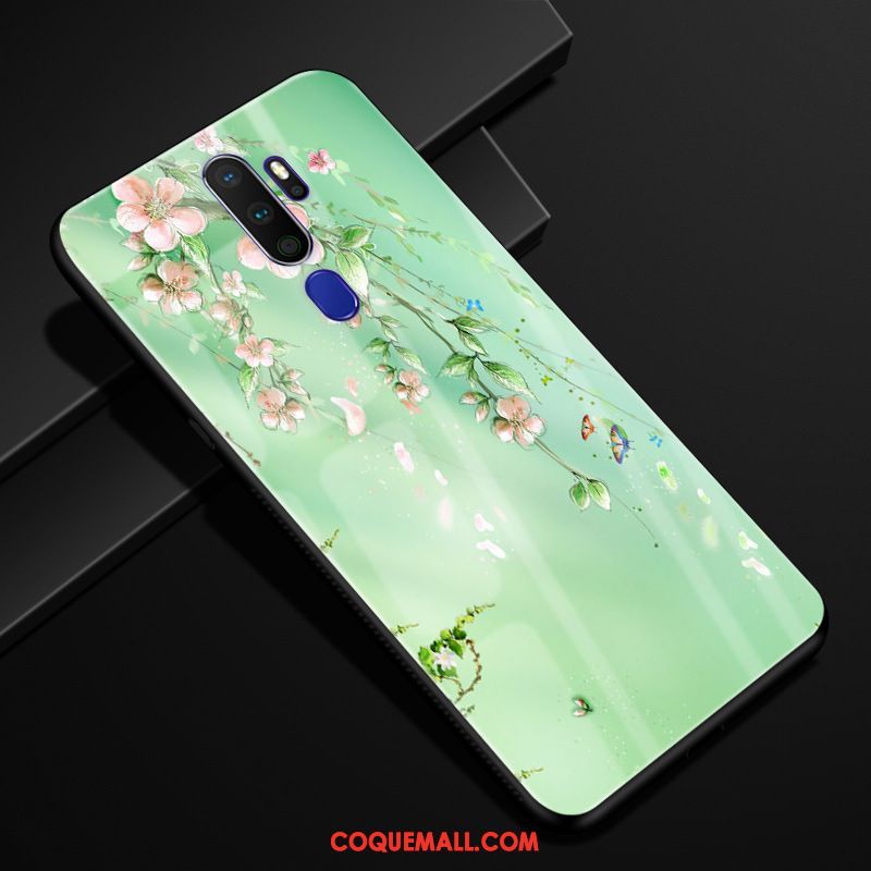 Étui Oppo A9 2020 Téléphone Portable Verre Vent, Coque Oppo A9 2020 Protection Fleur