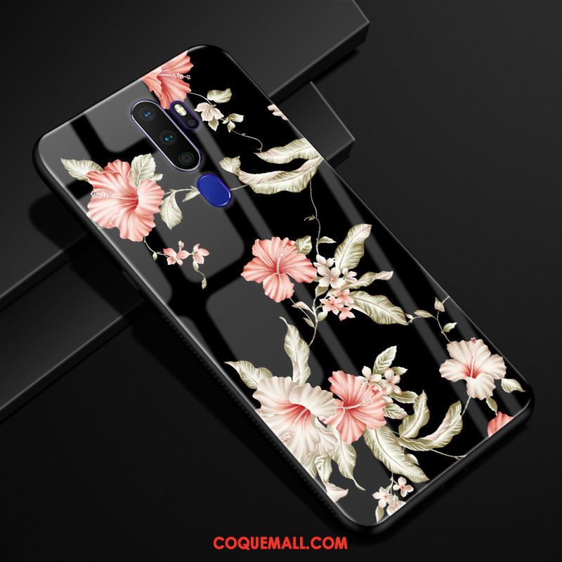 Étui Oppo A9 2020 Téléphone Portable Verre Vent, Coque Oppo A9 2020 Protection Fleur