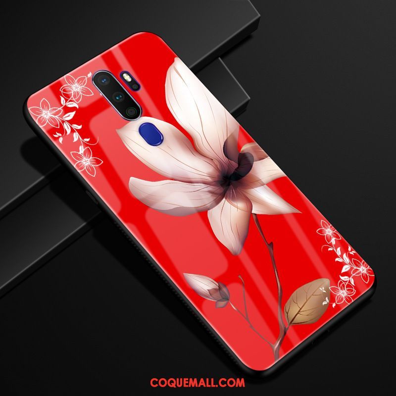 Étui Oppo A9 2020 Téléphone Portable Verre Vent, Coque Oppo A9 2020 Protection Fleur