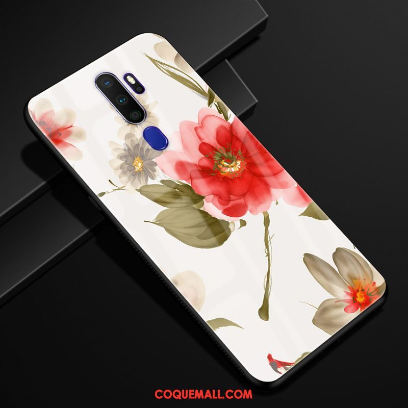 Étui Oppo A9 2020 Téléphone Portable Verre Vent, Coque Oppo A9 2020 Protection Fleur