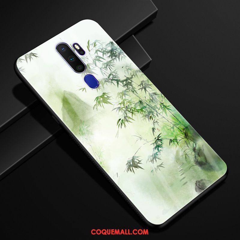 Étui Oppo A9 2020 Téléphone Portable Verre Vent, Coque Oppo A9 2020 Protection Fleur