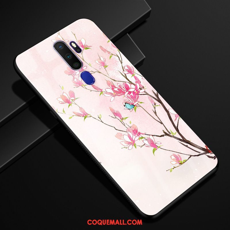 Étui Oppo A9 2020 Téléphone Portable Verre Vent, Coque Oppo A9 2020 Protection Fleur