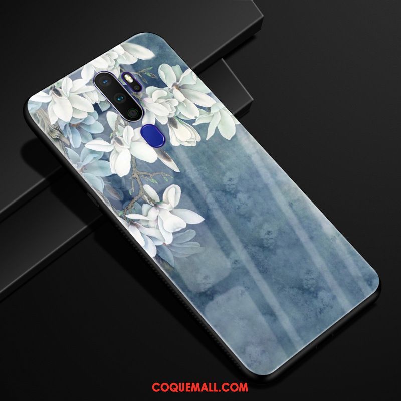 Étui Oppo A9 2020 Téléphone Portable Verre Vent, Coque Oppo A9 2020 Protection Fleur