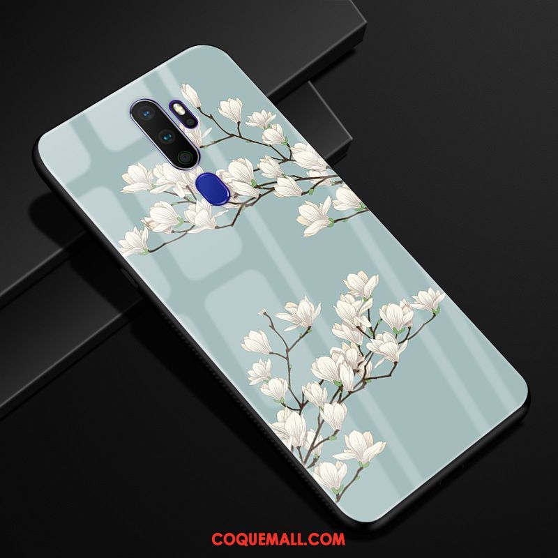 Étui Oppo A9 2020 Téléphone Portable Verre Vent, Coque Oppo A9 2020 Protection Fleur