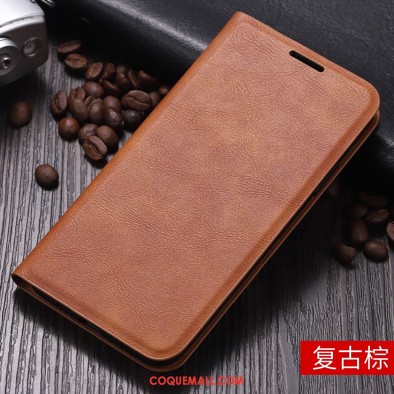 Étui Oppo A91 Couvercle Arrière Cuir Véritable Tout Compris, Coque Oppo A91 Incassable Support Braun