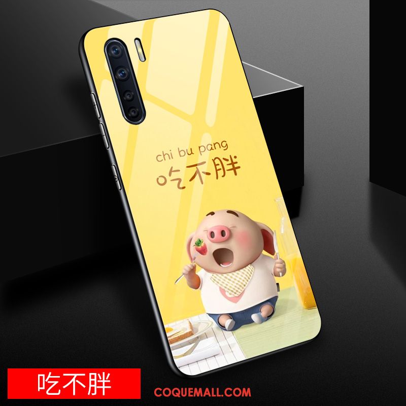 Étui Oppo A91 Dessin Animé Incassable Jaune, Coque Oppo A91 Tempérer Tout Compris