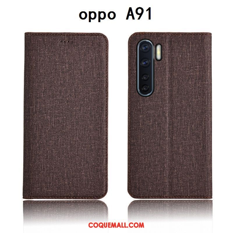 Étui Oppo A91 En Cuir Tout Compris Protection, Coque Oppo A91 Incassable Silicone