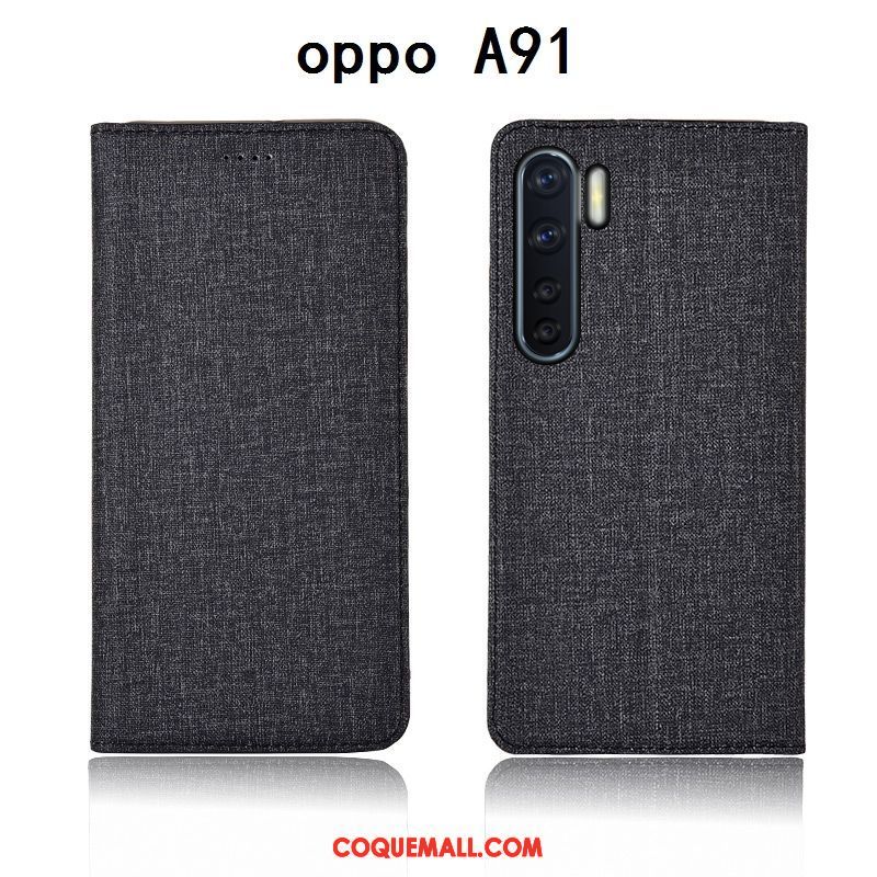 Étui Oppo A91 En Cuir Tout Compris Protection, Coque Oppo A91 Incassable Silicone