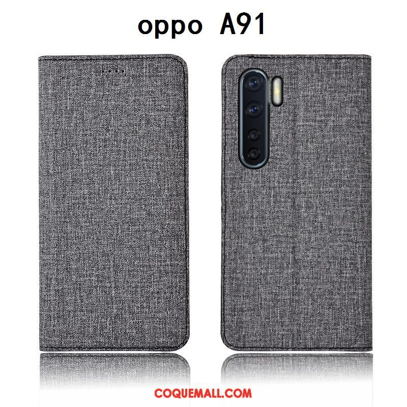 Étui Oppo A91 En Cuir Tout Compris Protection, Coque Oppo A91 Incassable Silicone