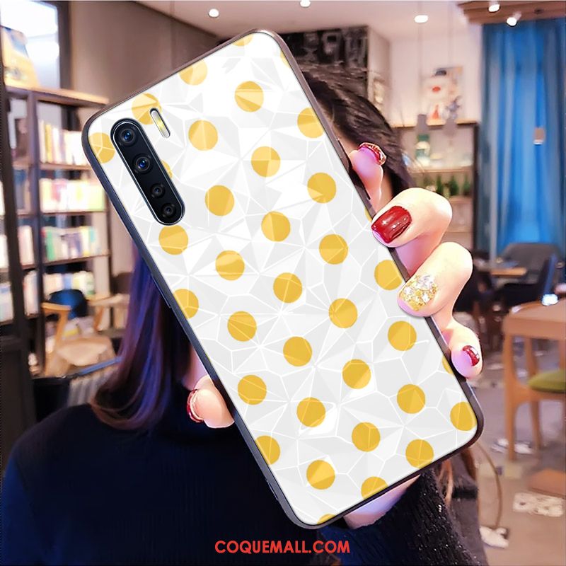 Étui Oppo A91 Fleurs Jaune Cœur, Coque Oppo A91 Petit Téléphone Portable