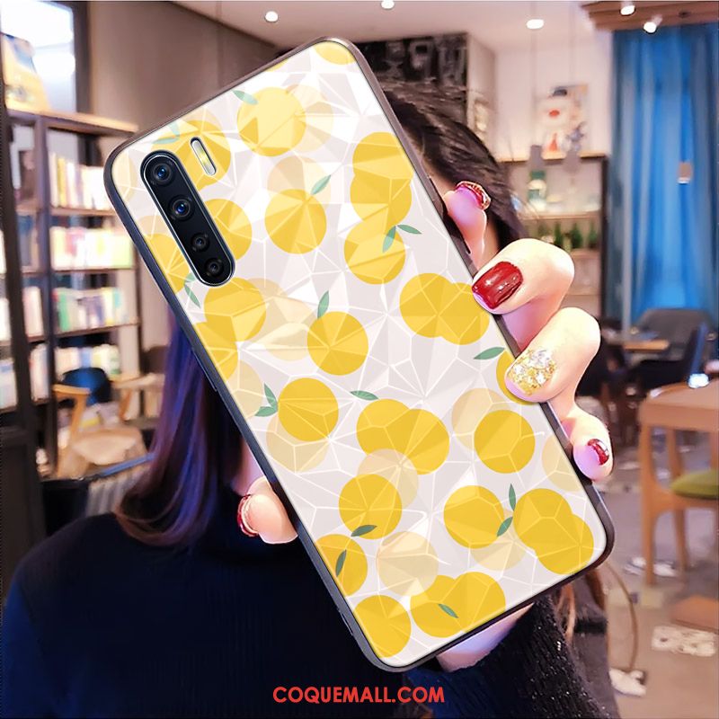 Étui Oppo A91 Fleurs Jaune Cœur, Coque Oppo A91 Petit Téléphone Portable