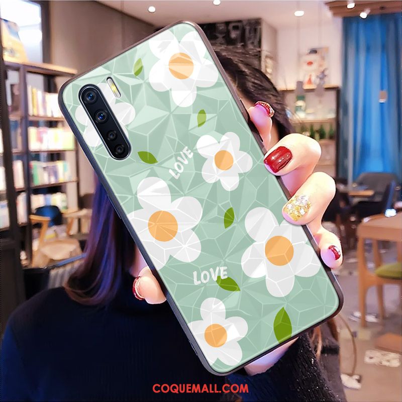 Étui Oppo A91 Fleurs Jaune Cœur, Coque Oppo A91 Petit Téléphone Portable