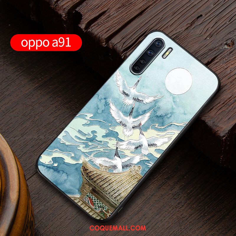 Étui Oppo A91 Fluide Doux Délavé En Daim Silicone, Coque Oppo A91 Personnalité Nouveau