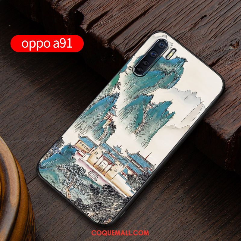 Étui Oppo A91 Fluide Doux Délavé En Daim Silicone, Coque Oppo A91 Personnalité Nouveau