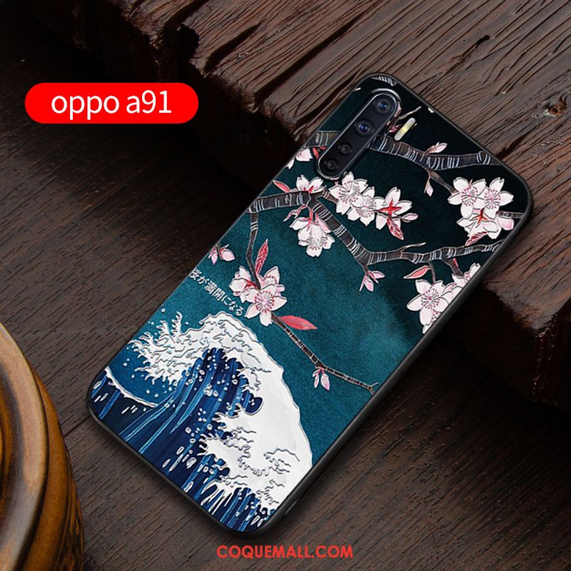 Étui Oppo A91 Fluide Doux Délavé En Daim Silicone, Coque Oppo A91 Personnalité Nouveau