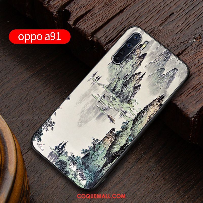 Étui Oppo A91 Fluide Doux Délavé En Daim Silicone, Coque Oppo A91 Personnalité Nouveau