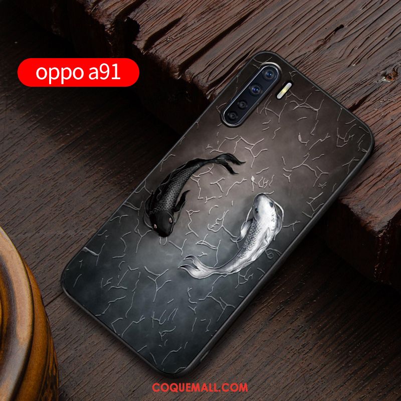 Étui Oppo A91 Fluide Doux Délavé En Daim Silicone, Coque Oppo A91 Personnalité Nouveau