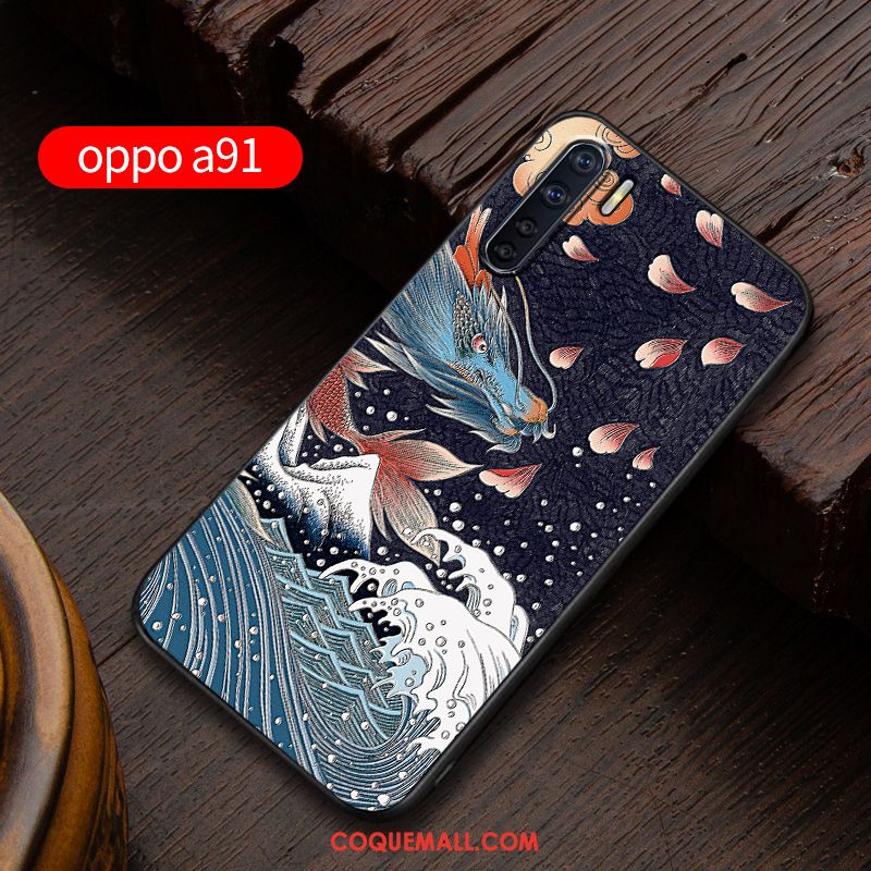 Étui Oppo A91 Fluide Doux Délavé En Daim Silicone, Coque Oppo A91 Personnalité Nouveau