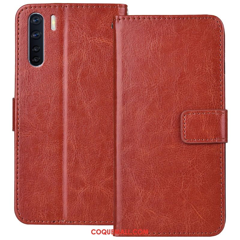 Étui Oppo A91 Incassable En Cuir Téléphone Portable, Coque Oppo A91 Rouge Protection