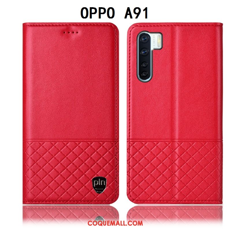 Étui Oppo A91 Jaune Téléphone Portable En Cuir, Coque Oppo A91 Incassable Protection