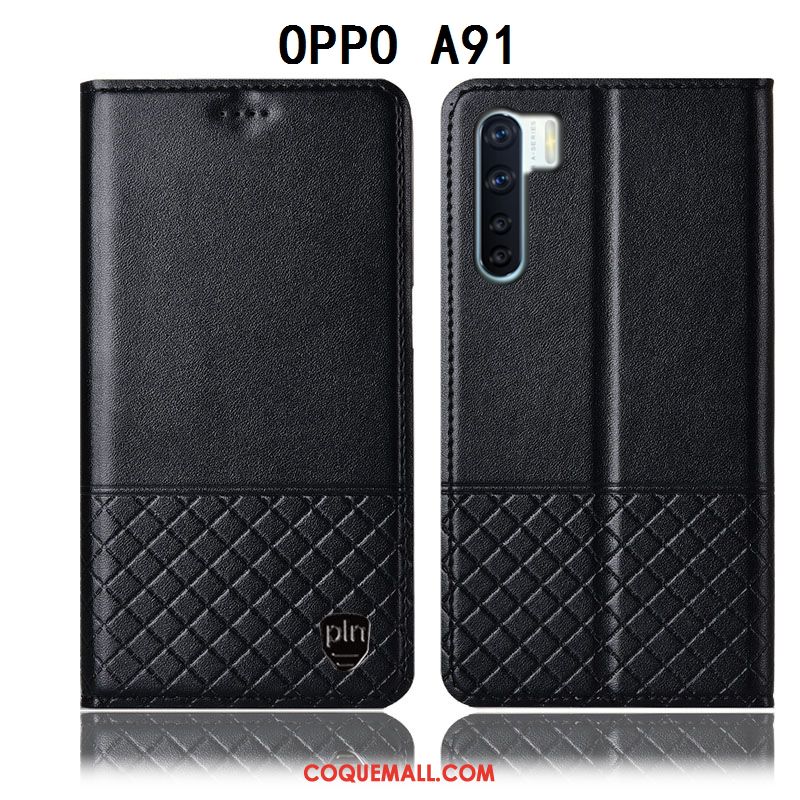 Étui Oppo A91 Jaune Téléphone Portable En Cuir, Coque Oppo A91 Incassable Protection