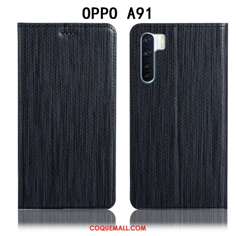 Étui Oppo A91 Litchi Téléphone Portable Protection, Coque Oppo A91 Incassable En Cuir