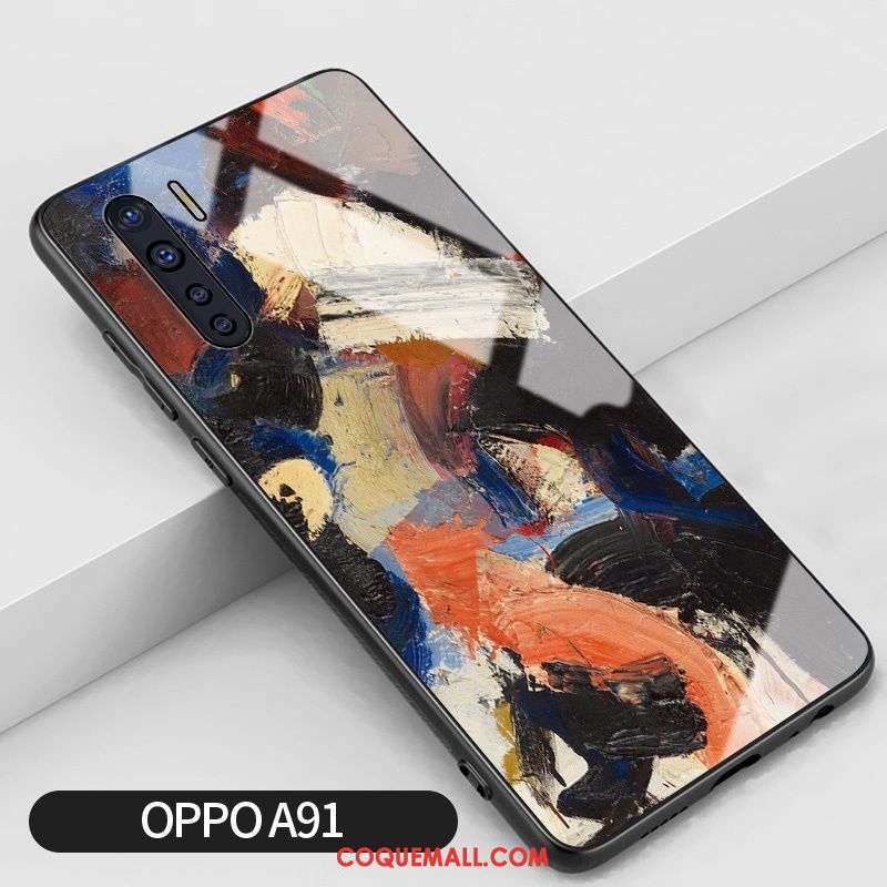 Étui Oppo A91 Protection Bleu Incassable, Coque Oppo A91 Miroir Personnalité