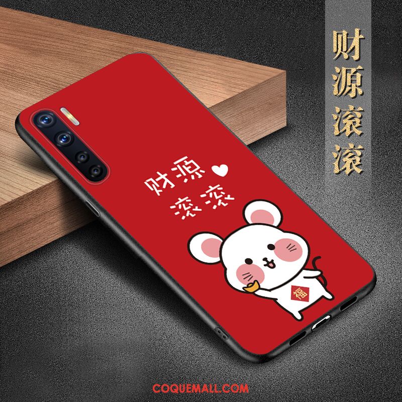 Étui Oppo A91 Protection Silicone Incassable, Coque Oppo A91 Rouge Créatif