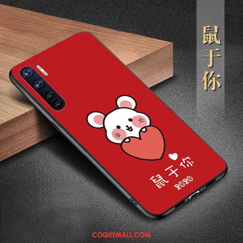 Étui Oppo A91 Protection Silicone Incassable, Coque Oppo A91 Rouge Créatif