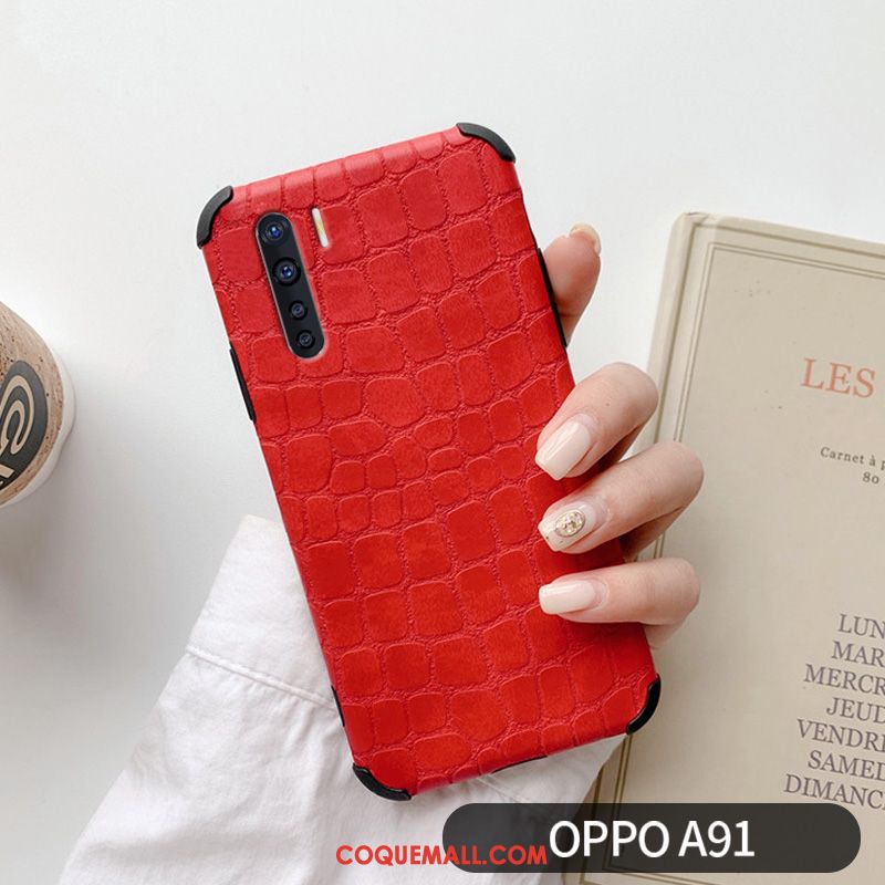 Étui Oppo A91 Protection Téléphone Portable Personnalité, Coque Oppo A91 Crocodile Modèle Amoureux
