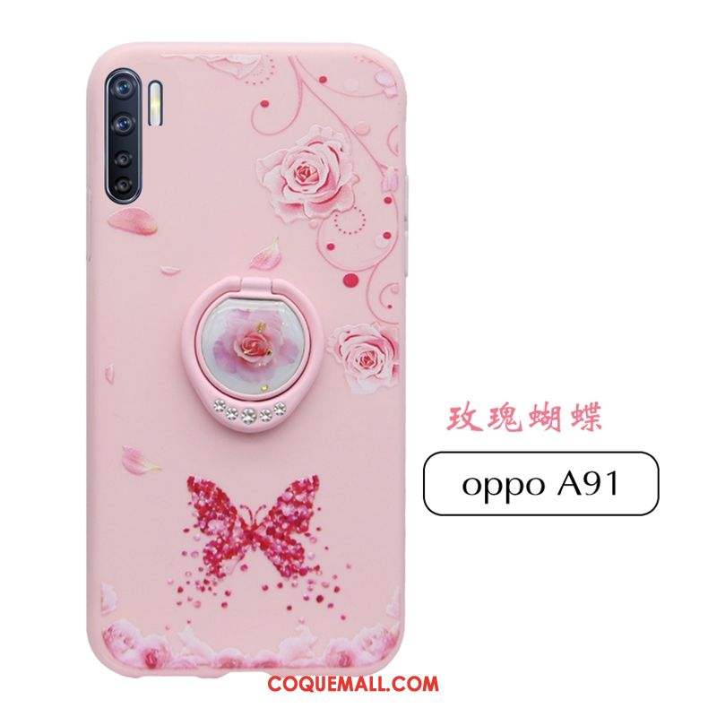 Étui Oppo A91 Rose Personnalité Tout Compris, Coque Oppo A91 Gaufrage Téléphone Portable