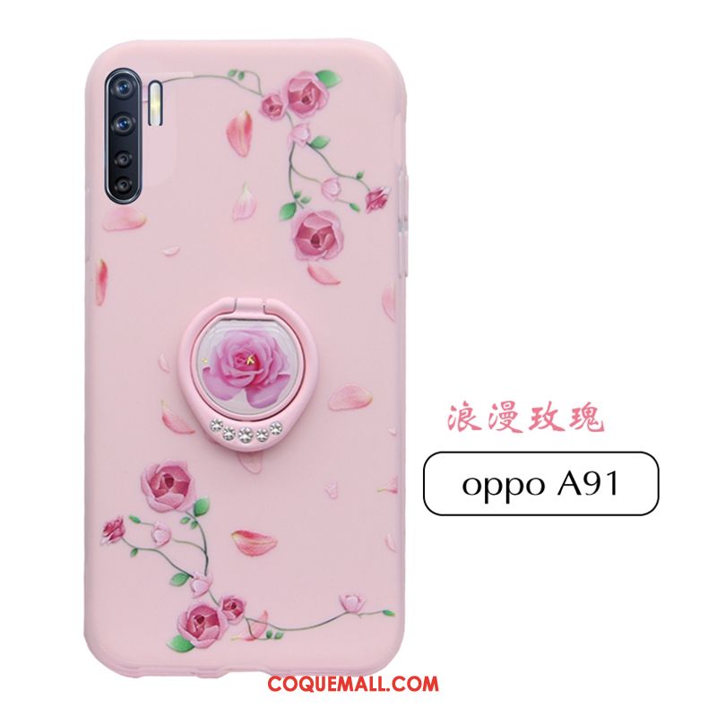 Étui Oppo A91 Rose Personnalité Tout Compris, Coque Oppo A91 Gaufrage Téléphone Portable